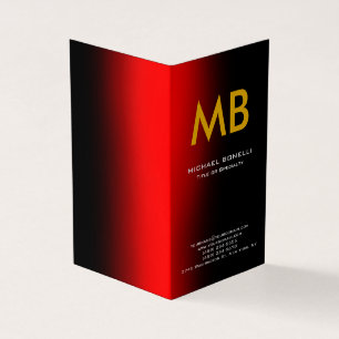 Matig rood zwart geel monogram visitekaartjes