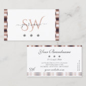 Matig Roos Gold White Sparking Diamonds Monogram Visitekaartje (Voorkant / Achterkant)