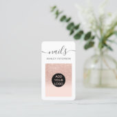 Matig roos goud glitter blush roze nagels script visitekaartje (Staand voorkant)