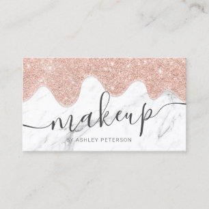 Matig roos goud glitter druppelt marmer make-up visitekaartje