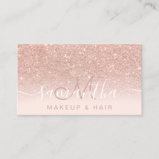 Matig roos goud glitter ombre blush make-up hair visitekaartje (Voorkant)