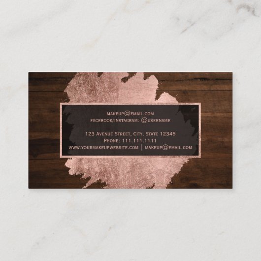 Matig roos goudborstelslag roesthout visitekaartje (Achterkant)