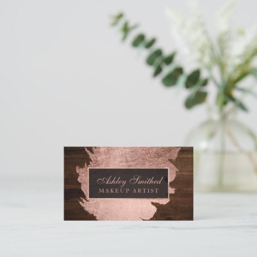 Matig roos goudborstelslag roesthout visitekaartje (Staand voorkant)