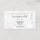 Matig roos goudbrauwen trendy witte marmer visitekaartje (Achterkant)