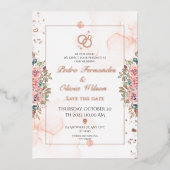 Matig roos goudfolie bruiloft folie uitnodiging (Voorkant)