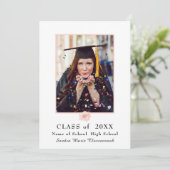 Matig, roze bloem afstuderen aankondiging (Staand voorkant)