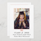 Matig, roze bloem afstuderen aankondiging (Voorkant / Achterkant)