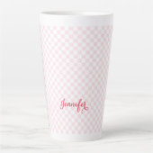 Matig roze gerangschikt elegant monogram voor Typo Latte Mok (Voorkant)