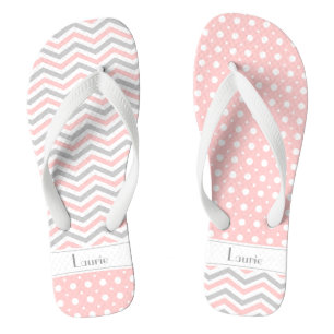 Matig roze, grijs, witte wieg en polka punt teenslippers