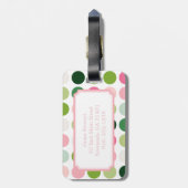 Matig roze, groene stipjes monogram bagagelabel (Achterkant verticaal)