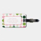 Matig roze, groene stipjes monogram bagagelabel (Achterkant horizontaal)