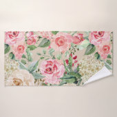 Matig roze roos waterverf floraal badhanddoek (Badhanddoek)