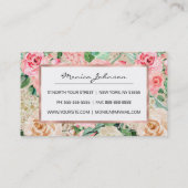 Matig roze roos waterverf floraal visitekaartje (Achterkant)