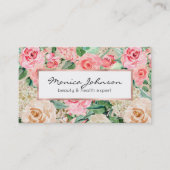 Matig roze roos waterverf floraal visitekaartje (Voorkant)