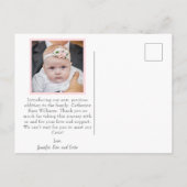 Matig roze script meisje baby geboorte aankondigingskaart (Achterkant)