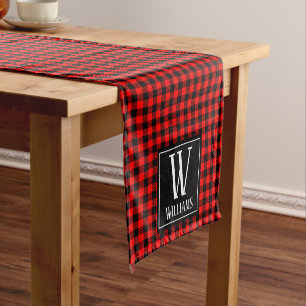 Matig Rustic Red Buffalo Betaald Monogram Korte Tafelloper
