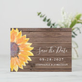 Matig Rustisch Zonnebloemhout sparen de datum Save The Date (Staand voorkant)