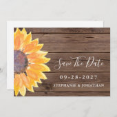 Matig Rustisch Zonnebloemhout sparen de datum Save The Date (Voorkant / Achterkant)