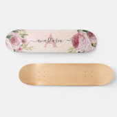 Matig schattig Roze Glitter Roos Gold floral Skateboard (Horizontaal)