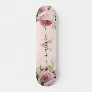 Matig schattig Roze Glitter Roos Gold floral Skateboard