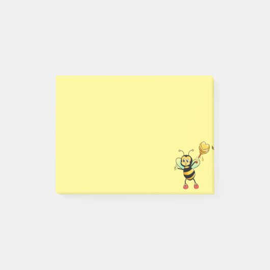Matig schattige honingbij op geel post-it® notes (Voorkant)