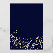 Matig script goudfolie confetti navy blue bruiloft folie uitnodiging (Achterkant)