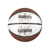Matig script goudmonogram naam basketbal (Voorkant)