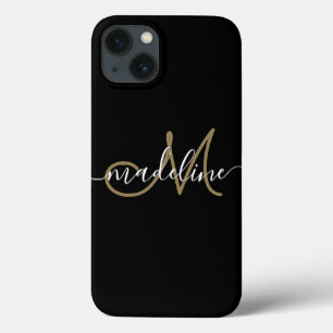 Matig script zwart-wit Gold iPhone 13 Hoesje