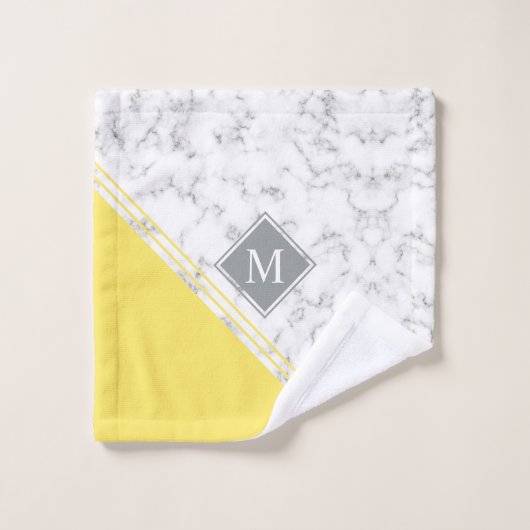 Matig stijlvol monogram geel grijs marmer bad handdoek (Wasdoekje)