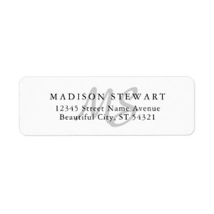 Matig Stijlvol Silver Grey Brush Monogram Etiket