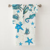 Matig strand Blauwe krab Zeepaardje Bad Handdoek (Insitu)
