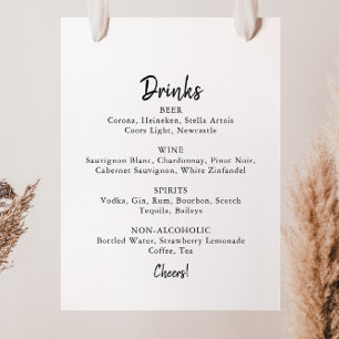 Matig teken van het Menu Drinken voor bruiloft Poster