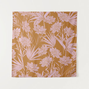 Matig tuinbloemmonotone retro-stemming naadloos wandkleed
