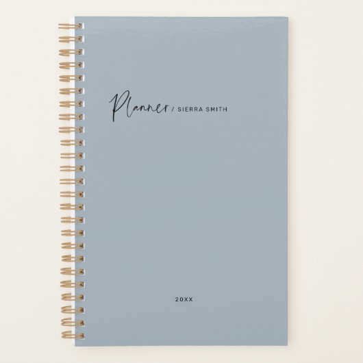 Matig Typografiescript Blauw maandelijks Planner (Voorkant)