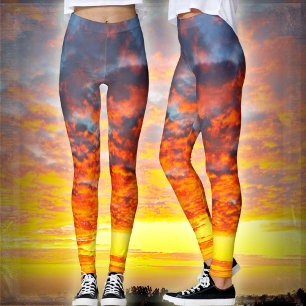 Matig vet oranje gele wolken fotokicum leggings