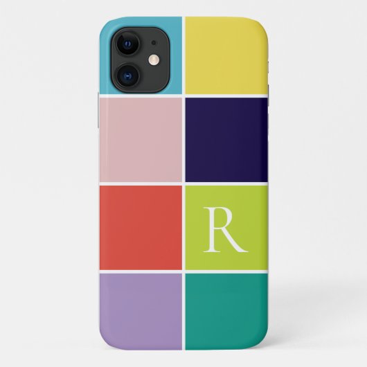 Matig vierkant kleurenblok monogrammen Case-Mate iPhone case (Achterkant)
