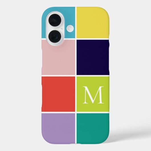 Matig vierkant kleurenblokmonogram Case-Mate iPhone case (Achterkant)