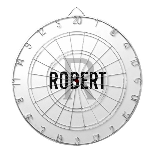 Matig wit grijs monogram, dart board dartbord (Voorkant)