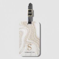 Matig witte marmer glitter monogram