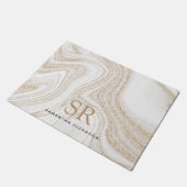 Matig witte marmer glitter monogram deurmat (Schuin)
