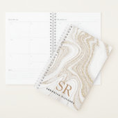 Matig witte marmer glitter monogram planner (Display)