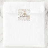 Matig witte marmer glitter monogram vierkante sticker (Tas)