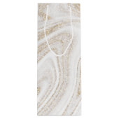 Matig witte marmer glitter wijn cadeautas (Achterkant)