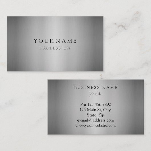 Matig zilver Minimale zijde Wit Visitekaartje (Voorkant / Achterkant)