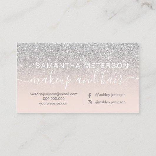 Matig zilverglitter ombre blush make-up hair visitekaartje (Achterkant)