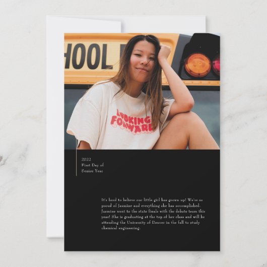 Matig zwart dan/nu Afstuderen kondiging Kaart (Achterkant)