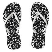 Matig zwart en wit, vouw Grafische Floral Flip Teenslippers (Voetbed)