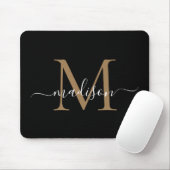 Matig zwart goudmonogram legant Girly Script Muismat (Met muis)