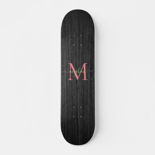 Matig zwart goudmonogram Roos Skateboard (Voorkant)