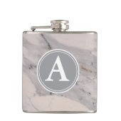 Matig zwart grijs roze marmer heupfles (Voorkant)